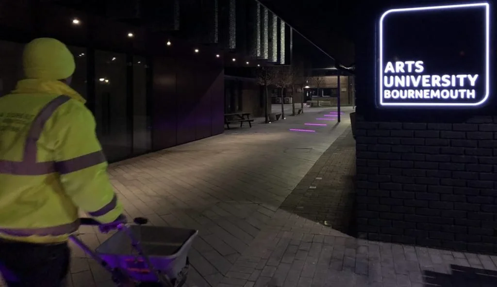 HDGS winter gritting service at Bournemouth Arts University keeping pathways safe