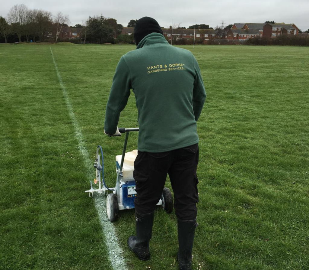 LANTRA accredited FA standard sports pitch line marking at school by HDGS